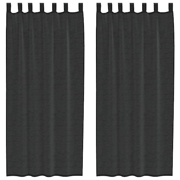 vidaXL Voile Vorhänge mit Lasche 2 Stk Schwarz 4102258 günstig online kaufen