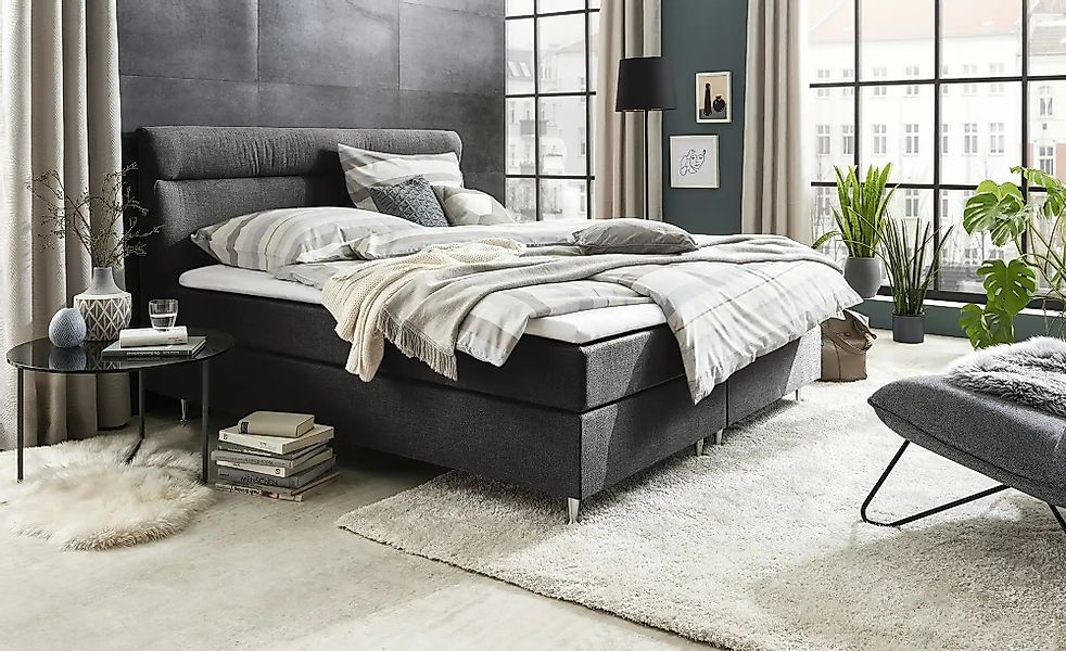 Boxspringbett  Fero  ¦ grau ¦ Maße (cm): B: 211 H: 105,5 Betten > Boxspring günstig online kaufen