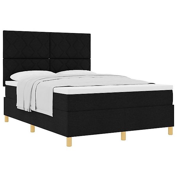 vidaXL Bett Boxspringbett mit Matratze Schwarz 140x200 cm Stoff (1-tlg) günstig online kaufen