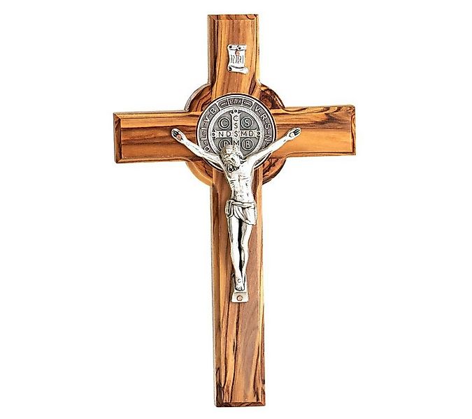 Kassis Dekoobjekt St. Benedikt Kreuz zum aufhängen aus Olivenholz, Wandkreu günstig online kaufen