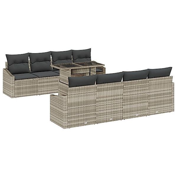 vidaXL Loungesofa 7-teiliges Gartensofa-Set mit Kissen in Hellgrau aus Poly günstig online kaufen