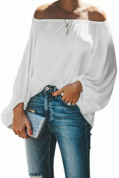 ENIX Trachtenbluse Damen schulterfreies Top Bluse,Rüschen, langen Ärmeln, S günstig online kaufen