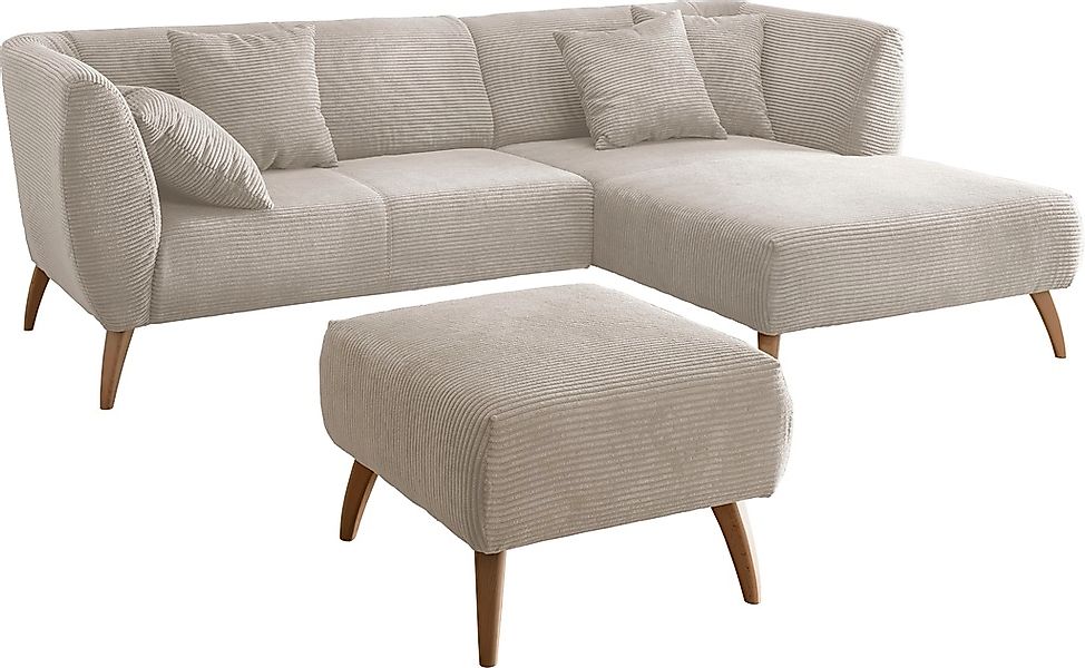 INOSIGN Ecksofa »Colori L-Form«, Holzfußfarbe wählbar, inkl. 4x Zierkissen günstig online kaufen