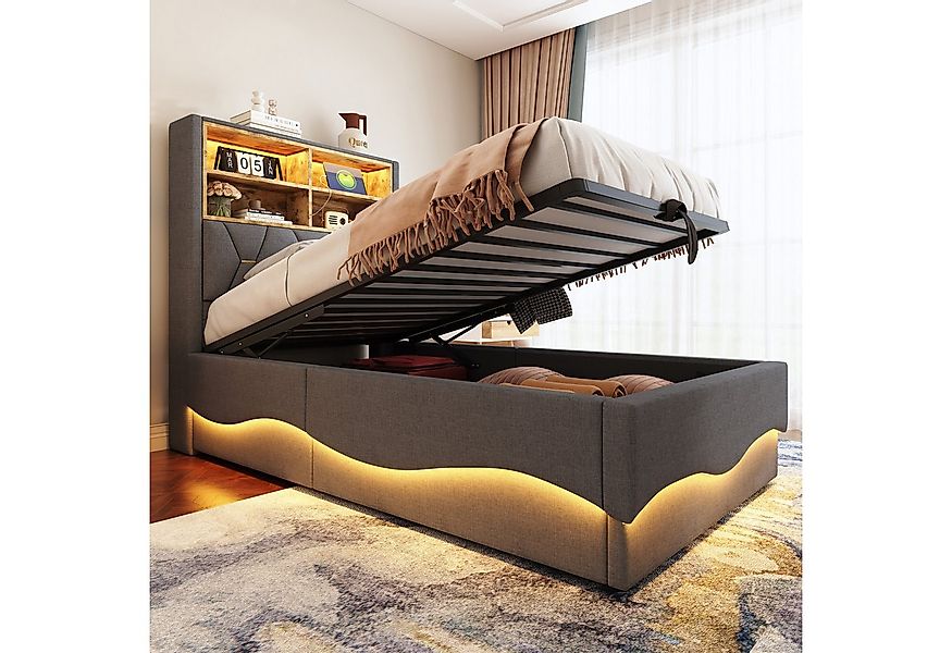 Merax Polsterbett (Kinderbett Jugendbett Einzelbett mit Metall-Lattenrost, günstig online kaufen