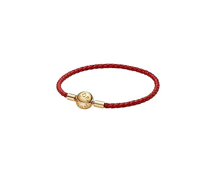 Pandora Armband Lederarmband Rot Geflochten 14K Vergoldet 568777C01-19 cm günstig online kaufen