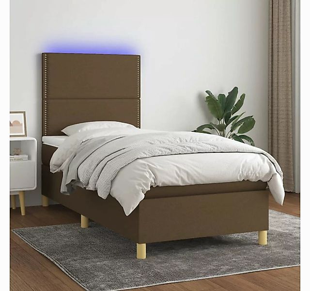 vidaXL Boxspringbett Boxspringbett mit Matratze LED Dunkelbraun 90x200 cm S günstig online kaufen