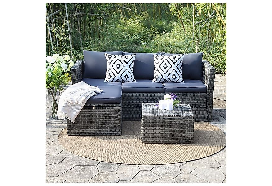 HTI-Living Garten-Essgruppe Outdoor Möbel Matze Blau, (Set, 3-tlg., 1x Sofa günstig online kaufen