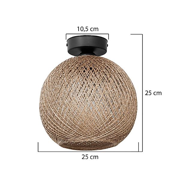 Deckenleuchte Yumak, braun, Ø 26 cm, Seil, 1-flammig günstig online kaufen