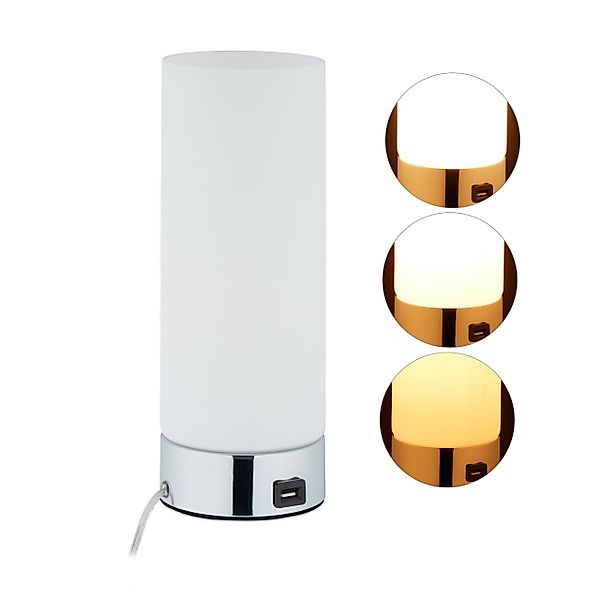 relaxdays Nachttischlampe Dimmbare Nachttischlampe mit USB günstig online kaufen