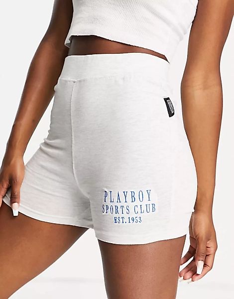Missguided – Playboy Sports – Kurze Shorts in Grau, Kombiteil günstig online kaufen