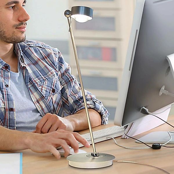LED-Tischlampe Puk Table Single chrom matt günstig online kaufen