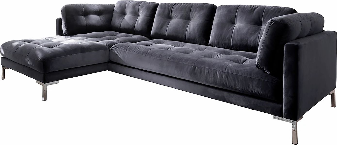 Trends by HG Ecksofa »Landau L-Form« in Cord-Stoff mit Metallfuß günstig online kaufen