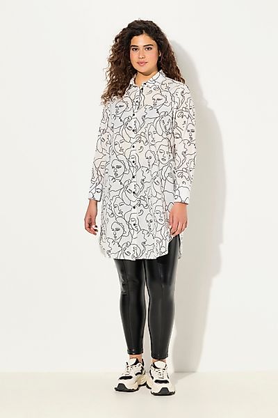 Ulla Popken Longbluse Longbluse Gesichter A-Linie günstig online kaufen