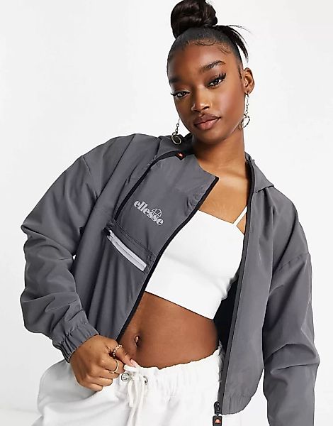 ellesse – Kurze Jacke mit reflektierendem Logo in Grau günstig online kaufen