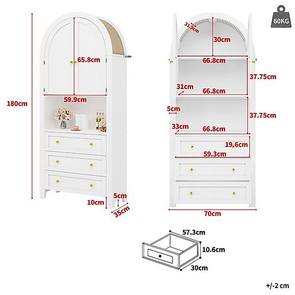 Odikalo Hochschrank Schließfach Hochkommode Kombikommode mit Ausstellungsbe günstig online kaufen