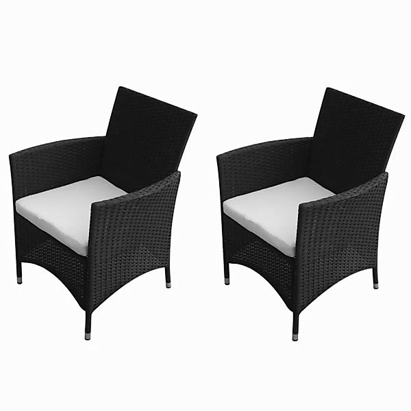 Gartenstühle 2 Stk. Poly Rattan Schwarz günstig online kaufen