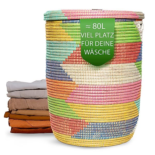 YAADU Wäschekorb mit flachem Deckel 80L günstig online kaufen