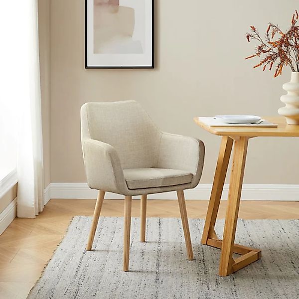 SalesFever Armlehnstuhl, Strukturstoff, Stuhlbeine aus massivem Eichenholz günstig online kaufen