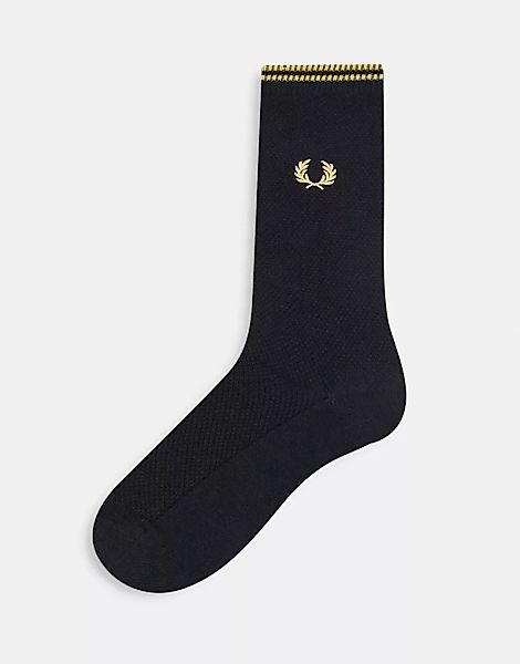 Fred Perry – Socken in Schwarz mit Zierstreifen günstig online kaufen