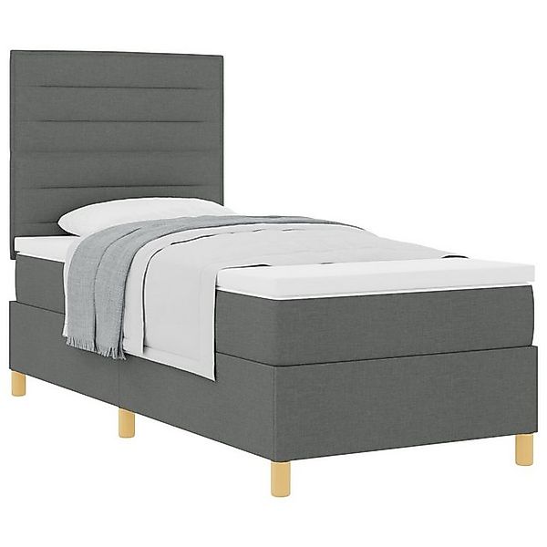 vidaXL Bett Boxspringbett mit Matratze Dunkelgrau Einzelstoff (1-tlg) günstig online kaufen