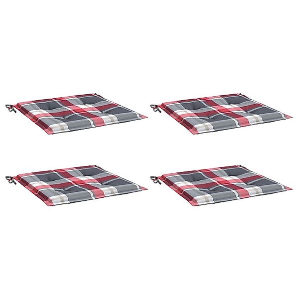 vidaXL Sitzauflage Gartenstuhl-Kissen 4Stk. Rot Karomuster günstig online kaufen