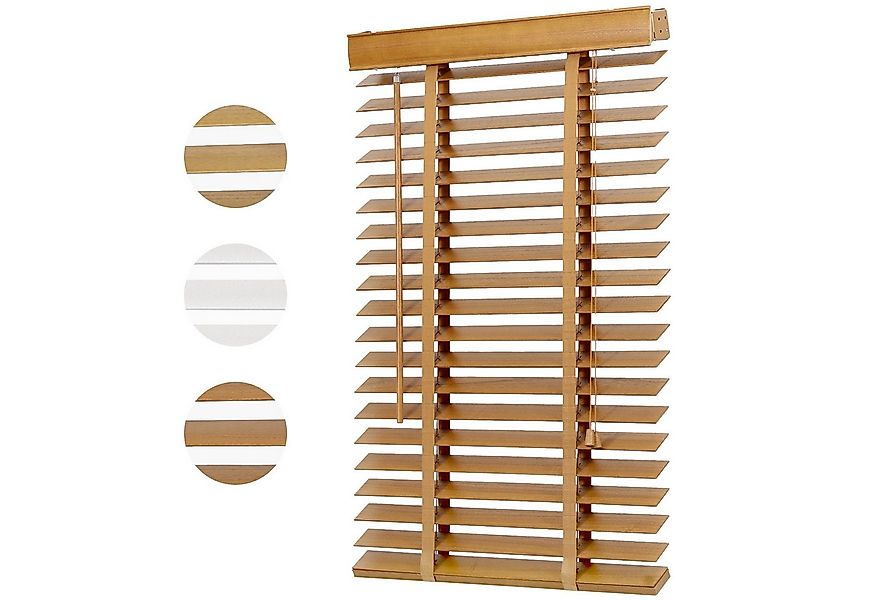 Sekey Jalousie Holzjalousie 50 mm Lamellen Fensterjalousie Blickschutz Jalo günstig online kaufen