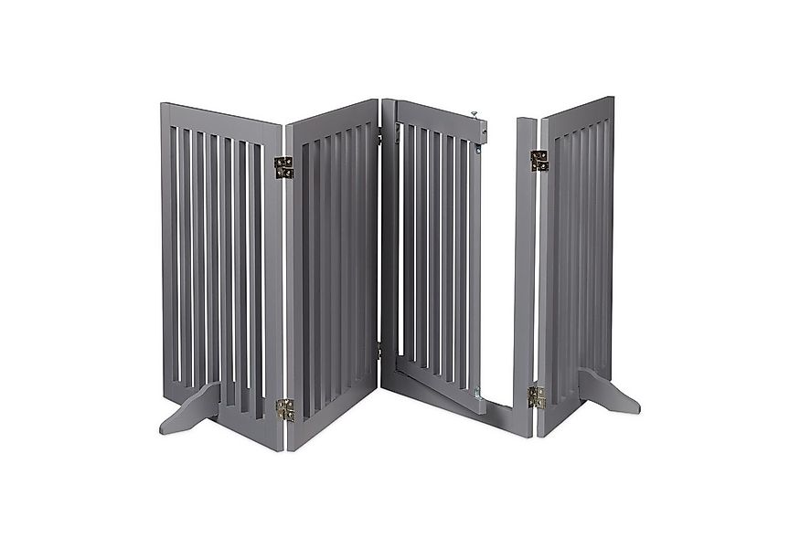 relaxdays Treppenschutzgitter Graues Absperrgitter mit Tür 4-teilig günstig online kaufen