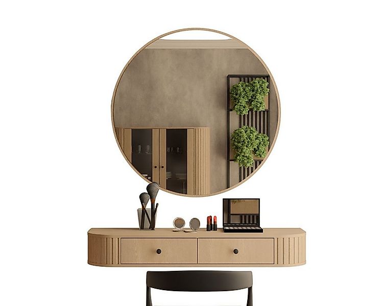 Compleo Schminktisch hängend mit Rund Spiegel, Stil Japandi oder Modern, Ei günstig online kaufen