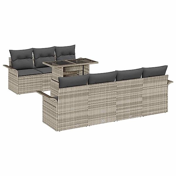 vidaXL Garten-Sofa-Set mit Kissen 8-Tlg Hellgrau Poly Rattan 3356965 günstig online kaufen