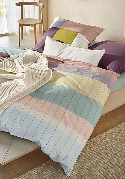 hessnatur Peached Perkal Bettwäsche-Set LOHKO aus Bio-Baumwolle - grün - Gr günstig online kaufen