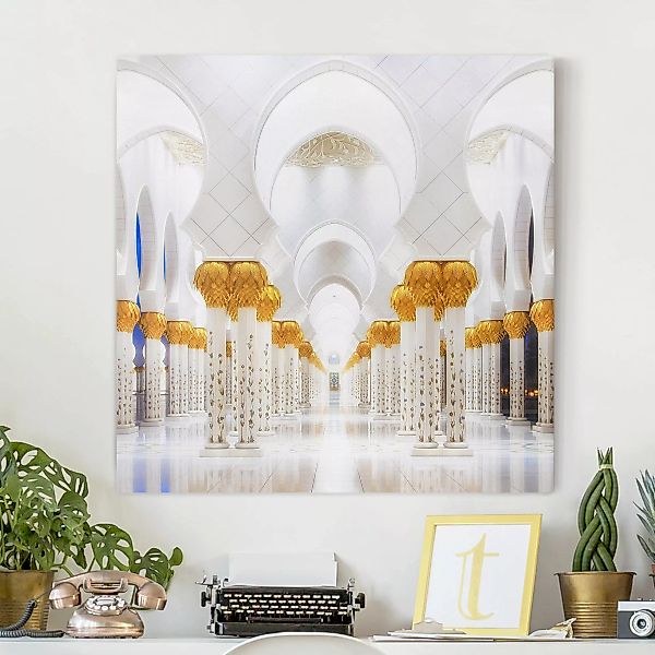 Leinwandbild Architektur & Skyline - Quadrat Moschee in Gold günstig online kaufen