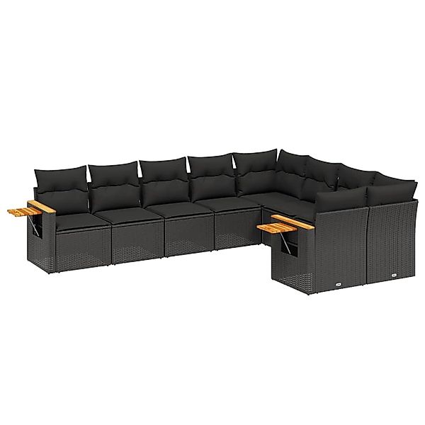 vidaXL 9-Tlg Garten-Sofagarnitur mit Kissen Schwarz Poly Rattan 3227140 günstig online kaufen