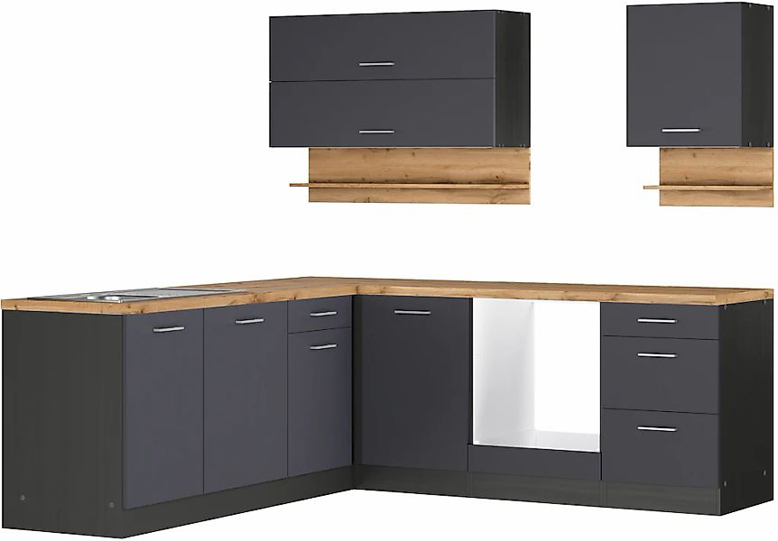 KOCHSTATION Winkelküche "KS-Milan" Stellbreite 220/220 cm, viel Stauraum, w günstig online kaufen