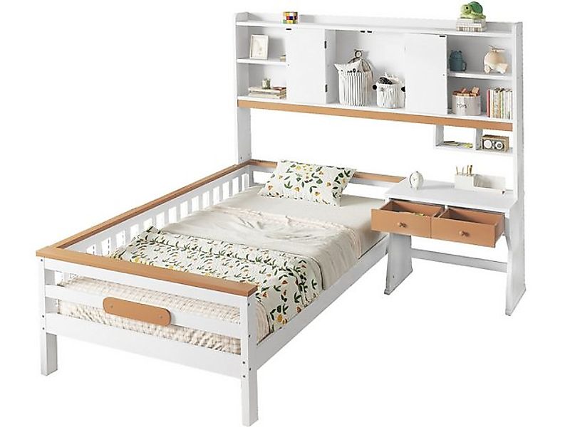 SeedWave Holzbett Mehrzweck Kinderbett Einzelbett mit Bücherregal,Schreibti günstig online kaufen