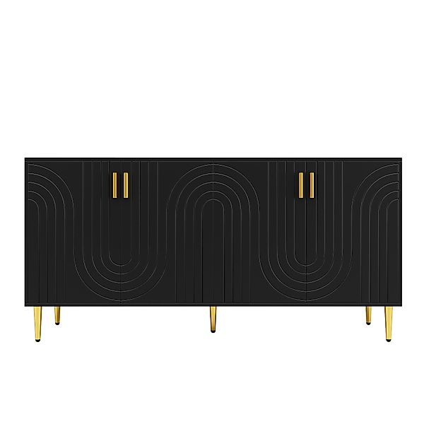 Küchenschrank, Sideboard mit einzigartigem Wellendesign, vielseitiger Staur günstig online kaufen