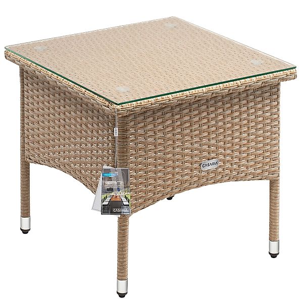 Casaria Beistelltisch (1-St), Polyrattan 50x50x45cm Höhenverstellbar 5mm Gl günstig online kaufen