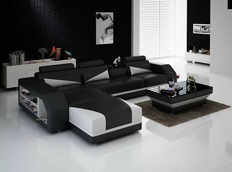 JVmoebel Sofa Ledersofa Wohnlandschaft Ecksofa L-Form mit Sessel Set Modern günstig online kaufen