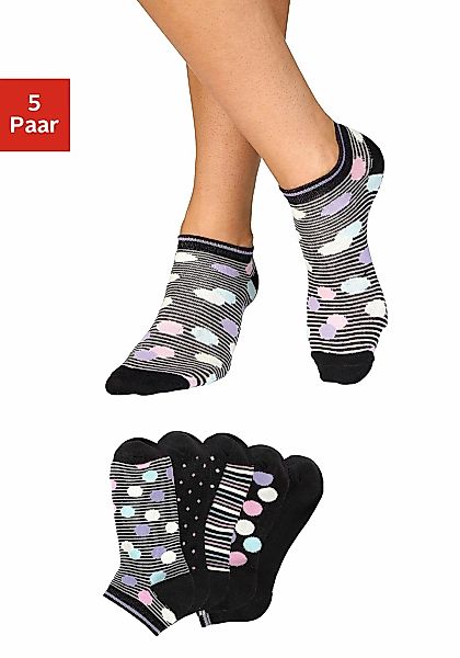 Bench. Sneakersocken Packung, 5 Stk. tlg. gestreift und gepunktet günstig online kaufen