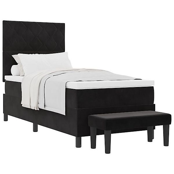 vidaXL Bett Boxspringbett mit Matratze & Bank Schwarz 100x200 cm Samt (2-tl günstig online kaufen