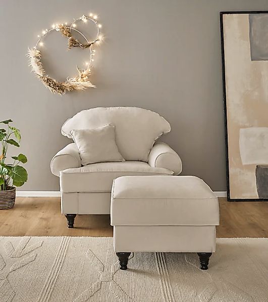 Home affaire Sessel »WESTMINSTER« Set, 1Sessel, 1 Hocker, 2 Stk. tlg. mit F günstig online kaufen