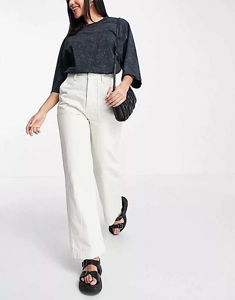 Dr Denim – Mila – Utility-Jeans in Ecru mit geradem Bein und hohem Bund-Neu günstig online kaufen