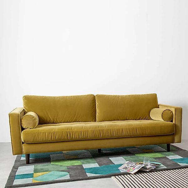 Scott 3-Sitzer Sofa, Samt in Gold - MADE.com günstig online kaufen