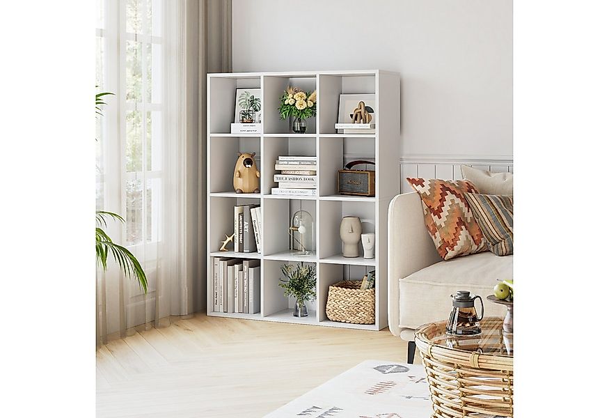 HOMECHO Bücherregal, Würfelregal mit 12 Fächern Weiß Standregal Raumteiler günstig online kaufen