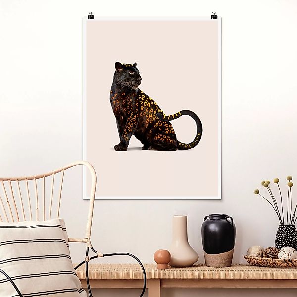 Poster Tiere - Hochformat Goldener Panther günstig online kaufen