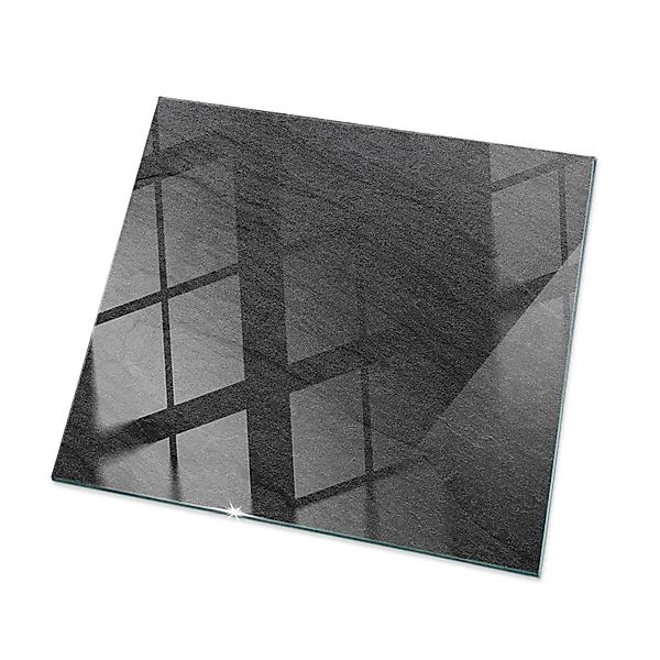 Tulup Tischplatte Natursteinstruktur Tischplatte aus Glas 50x50 cm Schwarz günstig online kaufen