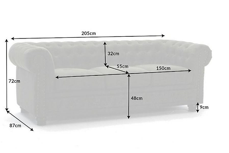 riess-ambiente Sofa CHESTERFIELD 205cm vintage grau taupe, mit Federkern günstig online kaufen
