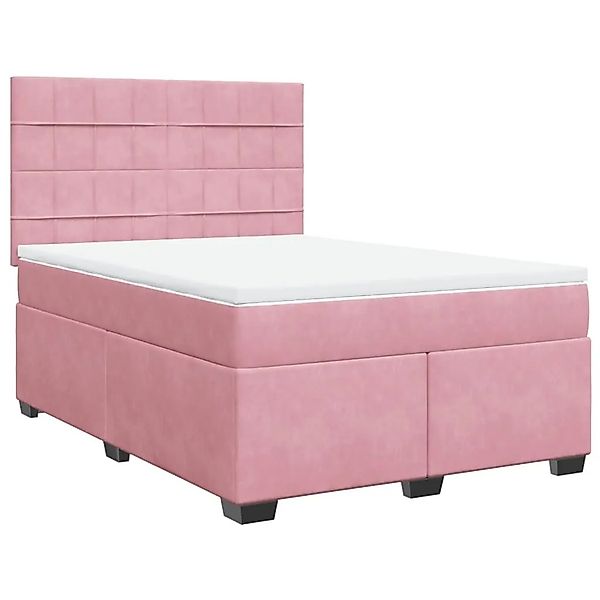 vidaXL Boxspringbett mit Matratze Rosa 140x200 cm Samt 3293235 günstig online kaufen