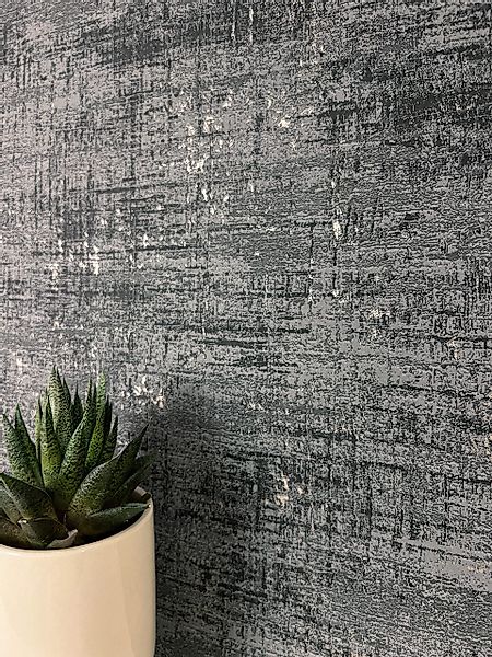 Newroom Vliestapete, Schwarz Tapete Modern Used-Look günstig online kaufen