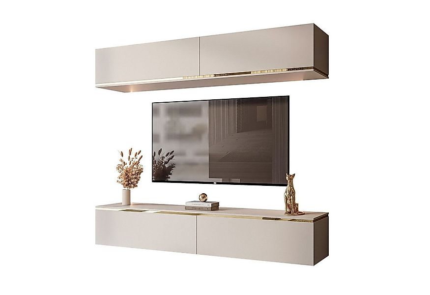 Lookway Wohnwand hängende AURORA Kaschmir mit LED, Fronten in Matt günstig online kaufen