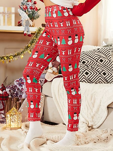 YOINS Christmas Graphic Hose mit mittlerer Taille günstig online kaufen